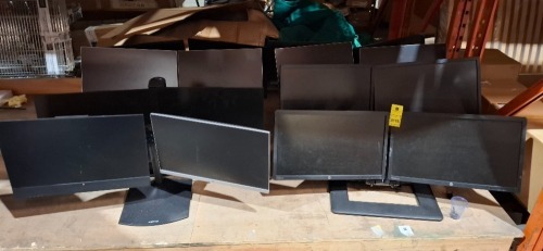 16 X MIXED HP COMPUTER SCREENS ON DOUBLESTANDS