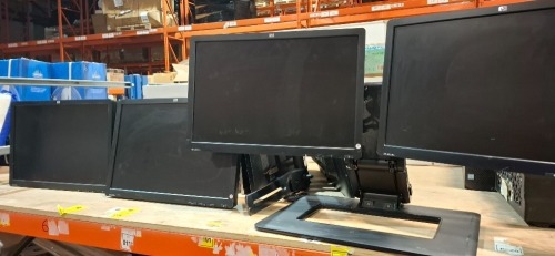 20 X MIXED HP COMPUTER SCREENS ON DOUBLESTANDS