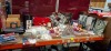 FULL BAY OF MIXED CHRISTMAS LOT TO INCLUDE CHRISTMAS TREE DUVET SET IN SIZE DOUBLE , 10 DELUXE CHRISTMAS CRACKERS , 3M SOLAR HEMP ROPE LIGHT , AND VARIOUS CHRISTMAS DECORATIONS ETC ON A FULL BAY