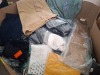 400 X MIXED CLOTHING LOT CONTAINING, UNBRANDED SKIRT IN NAVY BLUE IN SIZE SMALL, PRIMARK SLOUCHY T-SHIRT IN WHITE AND TEAL IN SIZE 8UK, REMI SKIRTS IN BROWN IN SIZE S/M, ETC, (1 PALLET BOX)