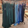 25 X MIXED BRIDESMAID DRESSES LOT CONTAINING, PASTICHE COUTURE DRESS IN GREEN IN SIZES, SMALL, SHERRI HILL DRESS IN ROYAL BLUE IN SIZE 4, CHIC HOLLAND DRESS IN DARK GREEN IN SIZE 38, ETC