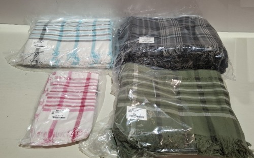 200 X BRAND NEW SCARFS IN VARIOUS COLOURS AND DESIGNS IN 2 BOXES