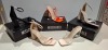 30 X BRAND NEW MIXED MISSGUIDED SHOES TO INCLUDE HIGH HEEL BLOCK BARELY THERE SANDALS IN WHITE , WF HIGH HEEL BLOCK BARELY THERE SANDALS IN SAND , ENTRY BLOCK HEELED SANDAL IN BLACK ETC ALL IN SIZE 5