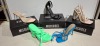 30 X BRAND NEW MIXED MISSGUIDED SHOES TO INCLUDE STRAPPY RING DETAIL HEELED SANDAL IN BLUE , FAUX LEATHER PLATFORM STRAPPY SANDAL IN GREEN , BLOCK HEEL TIE UP HEELED SANDALS IN CREAM ETC ALL IN SIZE 3