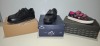 14 X PAIRS OF NEW CHILDRENS FOOTWEAR IE. 8 X WALTHAM SCHOOL SHOES, 1 X KANGOL & 5 X FABRIC FLASH IN VARIOUS SIZES & IN ORIGINAL BOXES (SLIGHTLY DAMAGED)