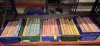 150 X PIECE NEW MIXED TEXTURED CROWSON WALLPAPER LOT IN VARIOUS STYLES AND COLOURS I.E BLUE - PINK - ORANGE - YELLOW - ETC IN SIZE MT 10 X 0.50 (IN ORIGINAL PACKING BUT MOST ROLLS DUSTY)