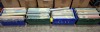 120 X PIECE MIXED WALLPAPER LOT TO INCLUDE CROWSON AND FANTASIA IN VARIOUS STYLES AND SIZES I.E BLUE - PINK - GREEN - CREAM ETC SIZE 10M X 52CM IN 4 TRAYS (IN ORIGINAL PACKING BUT MOST ROLLS DUSTY)