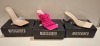 30 X BRAND NEW MIXED MISSGUIDED SHOES TO INCLUDE BLOCK HEEL TIE UP SANDALS IN BLACK , PERSPEX BLOCK HEEL MULE SANDAL IN SAND , CROCHET TIE UP HEELED SANDAL IN GREEN ETC ALL IN SIZE 8