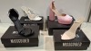 30 X BRAND NEW MIXED MISSGUIDED SHOES LOT TO INCLUDE EXTREME PLATFORM SATIN HEELED SHOES IN PINK , ASSYM STRAPPY HIGH HEEL SANDALS IN WHITE , POINTED TOE PERSPEX STILETTO IN NUDE ETC ALL IN SIZE 8