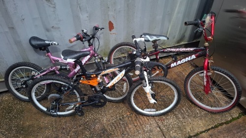 3 X MIXED KIDS BIKE LOT CONTAINING 1 X TURNNBURN MAGNA 1 X DREAMWEAVER MAGNA 1 X CARRERA JETONATE