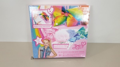 60 X BRAND NEW JOJO BOWS DELUXE BOW MAKER, EACH CONTAINING BOW MAKER, RIBBONS, CHARMS, CLIPS, GEMS ETC