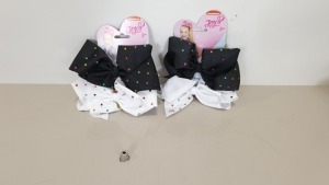 80 X BRAND NEW JOJO 2 PIECE BOW SET IN BLACK MULTI/WHITE MULTI - IN 4 BOXES