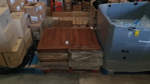 PALLET CONTAINING LARGE QUANTITY OF SOLID WOOD KITCHEN CUPBOARD DOORS