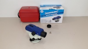 BRAND NEW SILVERLINE AUTOMATIC OPTICAL LEVEL - 20X MAGNIFICATION , SELF LEVELLING FUNCTION, AUTOMATICALLY ALIGNS TARGET LINE - INCLUDES PLUMB BOB, TOOLS, INSTRUCTIONS & CARRY CASE (PROD CODE 633665) TRADE PRICE £114.61 EACH (EXC VAT) - PICK LOOSE