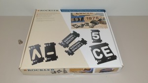 5 X BRAND NEW 3-3/8" INTERLOCK SIGNMAKERS TEMPLATES (PROD CODE 490702) TRADE PRICE £97.53 EACH (EXC VAT) - SET CONSISTS 40 LETTERS, 3 SPACERS, 2 OF EACH NUMBERS, 9 COMMON SYMBOLS - IN 1 CARTON