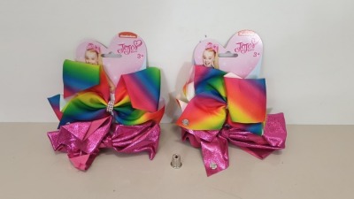60 X BRAND NEW JOJO BOW 2 PIECE SET IN RAINBOW/HOTPINK - IN 3 BOXES