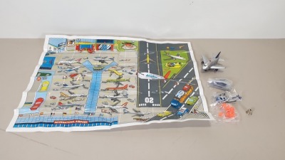 96 X BRAND NEW FUN PLANE AIRPORT SETS - INCLUDES 1 X FUN PLANE (BATTERIES INCLUDED), 1 ROAD MAP, 1 HELICOPTER, 1 AIRCRAFT STEPS TRUCK, 1 X PACK ROAD SIGNS (FPAPS35NG) - IN 2 CARTONS - (ORIG RRP £19.00 EACH)