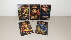 32 X BRAND NEW MARVEL AVENGERS 5 PIECE BOOK SET INCLUDES THE COSMIC QUEST VOLUME 1 & 2 AND THE HEROS JOURNEY IE, CAPTAIN AMERICA, DOCTOR STRANGE AND THOR IN 8 BOXES