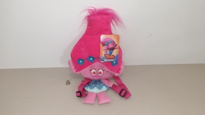 84 X BRAND NEW TROLLS POPPY HEAD PLUSH BACKPACKS IN 7 BOXES