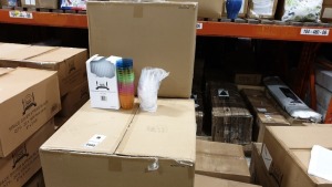 APPROXIMATELY 31,200 ITEMS CONTAINED ON ONE PALLET TO INCLUDE, 3200 RAINBOW 240ML HARD PLASTIC CUPS (ASSORT COLOUR), 4,000 CLEAR CRYSTAL TUMBLERS (9 OZ/ 250ML) AND 24000 BIODEGRADABLE CLEAR SMOOTHIE STRAWS (9" X 9MM)
