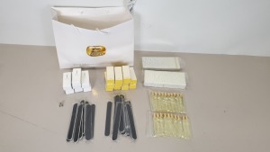 258 INDIVIDUAL ITEMS-NAIL BEAUTY PACK CONSISTING OF 20 X 10ML BOTTLES OF CUTICLE OIL, 18 X NAIL SANDER BLOCKS (WITH 100 WIDE SPARE PADS, 100 SLIM SPARE PADS) PLUS 20 X LARGE EMERY BOARDS ALL IN A KEDMA CARRY BAG