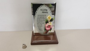 108 X BRAND NEW MAYFLOWER COLLECTABLES 'IN LOVING MEMORY' MIRRORED MESSAGE - 4 BOXES AND 12 LOOSE