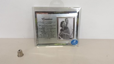 112 X BRAND NEW 'THE MAYFLOWER GLASS COLLECTION' GRANDMA MESSAGE FRAME - IN 2 BOXES AND 16 LOOSE