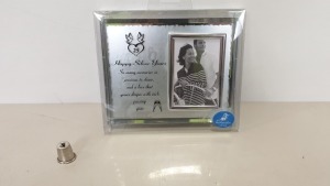 144 X BRAND NEW 'THE MAYFLOWER GLASS COLLECTION' SILVER ANNIVERSARY FRAME 'HAPPY SILVER YEARS' - IN 3 BOXES