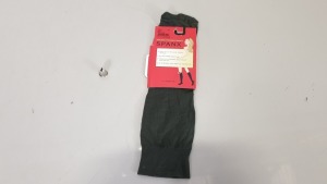 60 X BRAND NEW SPANX TOPLESS TROUSER SOCKS IN DARK GREEN SIZE REGULAR - RRP $900.00