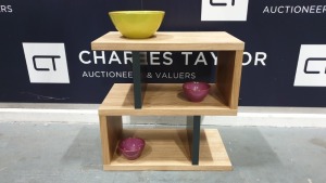 BRAND NEW BOXED CONTENT BY TERENCE CONRAN WOODEN COUNTER BALANCE SIDE/LAMP TABLE IN OAK/CHARCOAL - 30 X 50 X 51CM £349 RRP