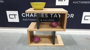 BRAND NEW BOXED CONTENT BY TERENCE CONRAN WOODEN COUNTER BALANCE SIDE/LAMP TABLE IN OAK/CHARCOAL - 30 X 50 X 51CM £349 RRP