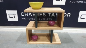 BRAND NEW BOXED CONTENT BY TERENCE CONRAN WOODEN COUNTER BALANCE SIDE/LAMP TABLE IN OAK/CHARCOAL - 30 X 50 X 51CM £349 RRP