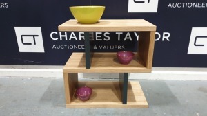 BRAND NEW BOXED CONTENT BY TERENCE CONRAN WOODEN COUNTER BALANCE SIDE/LAMP TABLE IN OAK/CHARCOAL - 30 X 50 X 51CM £349 RRP