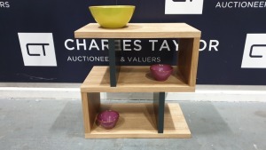 BRAND NEW BOXED CONTENT BY TERENCE CONRAN WOODEN COUNTER BALANCE SIDE/LAMP TABLE IN OAK/CHARCOAL - 30 X 50 X 51CM £349 RRP