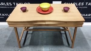 BRAND NEW BOXED CONTENT BY TERENCE CONRAN 2 DRAWER WOODEN WAVE DESK, IN OAK - 61 X 120 X 78CM £795 RRP