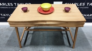 BRAND NEW BOXED CONTENT BY TERENCE CONRAN 2 DRAWER WOODEN WAVE DESK, IN OAK - 61 X 120 X 78CM £795 RRP