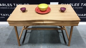 BRAND NEW BOXED CONTENT BY TERENCE CONRAN 2 DRAWER WOODEN WAVE DESK, IN OAK - 61 X 120 X 78CM £795 RRP