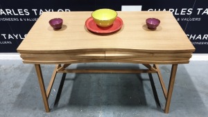 BRAND NEW CONTENT BY TERENCE CONRAN 2 DRAWER WOODEN WAVE DESK, IN OAK - 61 X 120 X 78CM £795 RRP