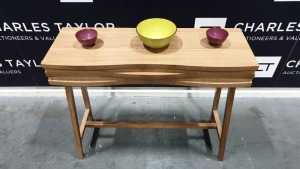 BRAND NEW BOXED CONTENT BY TERENCE CONRAN 1 DRAWER WOODEN WAVE CONSOLE, IN OAK - 36 X 100 X 83CM £595 RRP