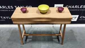 BRAND NEW BOXED CONTENT BY TERENCE CONRAN 1 DRAWER WOODEN WAVE CONSOLE, IN OAK - 36 X 100 X 83CM £595.00 RRP