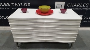 BRAND NEW BOXED CONTENT BY TERENCE CONRAN WOODEN WAVE MEDIUM SIDEBOARD WITH SQUARE LEGS IN WHITE - 51 X 108 X 64CM £550.00 RRP