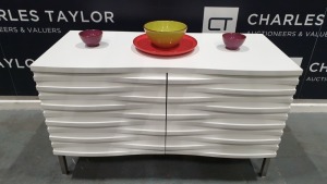 BRAND NEW BOXED CONTENT BY TERENCE CONRAN WOODEN WAVE MEDIUM SIDEBOARD WITH SQUARE LEGS IN WHITE - 51 X 108 X 64CM £550.00 RRP