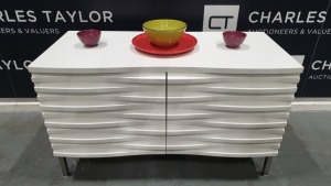 BRAND NEW CONTENT BY TERENCE CONRAN WOODEN WAVE MEDIUM SIDEBOARD WITH SQUARE LEGS IN WHITE - 51 X 108 X 64CM £550.00 RRP