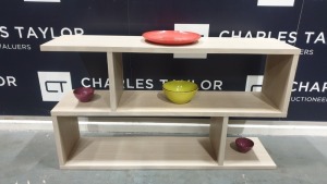 BRAND NEW BOXED CONTENT BY TERENCE CONRAN WOODEN BALANCED LOW SHELVING IN LIMED OAK - 30 X 120 X 69CM £550.00 RRP