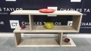 BRAND NEW BOXED CONTENT BY TERENCE CONRAN WOODEN BALANCED LOW SHELVING IN LIMED OAK - 30 X 120 X 69CM £550.00 RRP