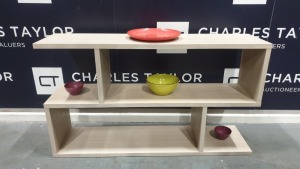 BRAND NEW BOXED CONTENT BY TERENCE CONRAN WOODEN BALANCED LOW SHELVING IN LIMED OAK - 30 X 120 X 69CM £550.00 RRP