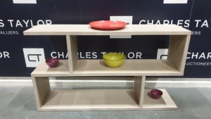 BRAND NEW BOXED CONTENT BY TERENCE CONRAN WOODEN BALANCED LOW SHELVING IN LIMED OAK - 30 X 120 X 69CM £550.00 RRP