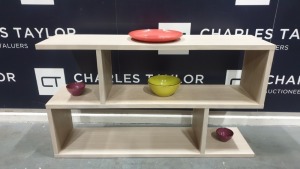 BRAND NEW BOXED CONTENT BY TERENCE CONRAN WOODEN BALANCED LOW SHELVING IN LIMED OAK - 30 X 120 X 69CM £550.00 RRP