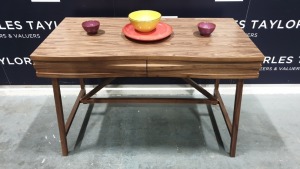 BRAND NEW CONTENT BY TERENCE CONRAN WOODEN 2 DRAWER WAVE DESK IN WALNUT. - 60 X 120 X 78CM £795.00 RRP