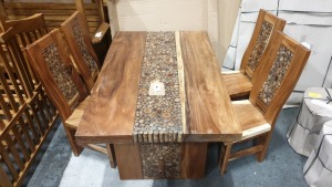 BRAND NEW SOLID SUAR WOODEN 5 PIECE COIN TABLE SET 160 X 95 X 76 RRP £1250